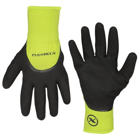 LEGACY Flexzilla? 3/4 Nitrile Dip Winter Gloves, Black/ZillaGreen?, XL GC180XL